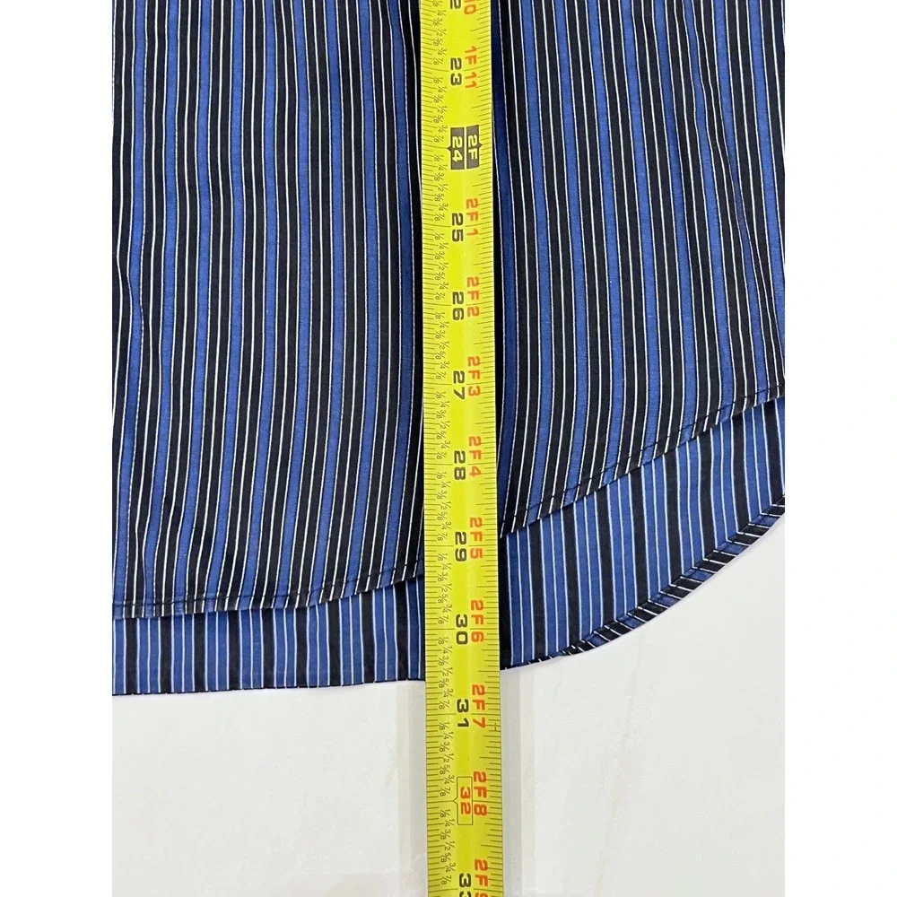 Bugatchi Uomo‎ Men's Long Sleeve Button Down Shirt Size L blue striped EUC